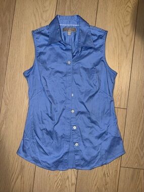 Banana Republic Royal Blue Sleeveless Button-Down Shirt